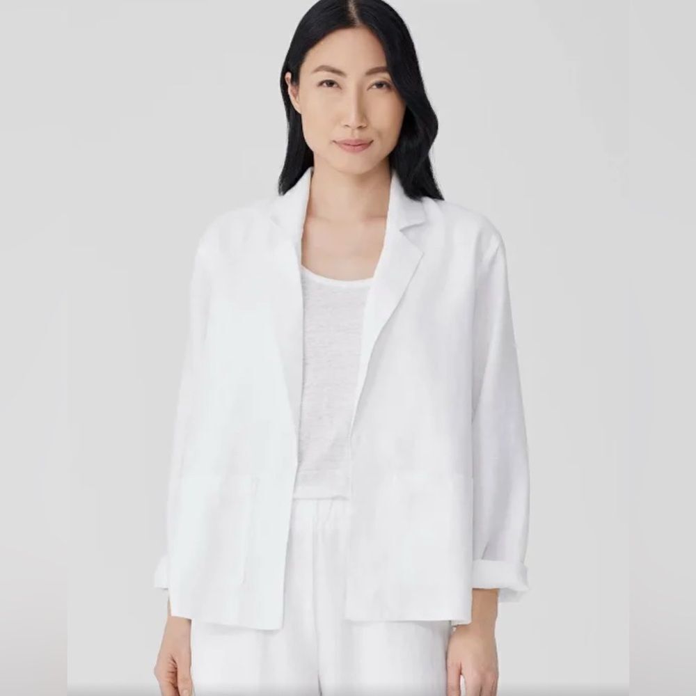 NWOT Eileen Fisher Blazer Organic Linen White